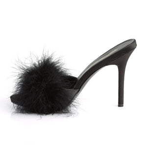 CLASSIQUE-01F Fetish 4" Heels Black Marabou Bedroom Shoes