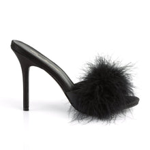 Load image into Gallery viewer, CLASSIQUE-01F Fetish 4&quot; Heels Black Marabou Bedroom Shoes