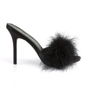 CLASSIQUE-01F Fetish 4" Heels Black Marabou Bedroom Shoes