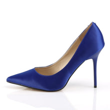 Load image into Gallery viewer, CLASSIQUE-20 Pleaser 4&quot; Heel Royal Blue Satin Fetish Shoes