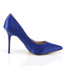 Load image into Gallery viewer, CLASSIQUE-20 Pleaser 4&quot; Heel Royal Blue Satin Fetish Shoes