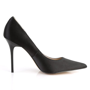 CLASSIQUE-20 Pleaser 4 Inch Heel Black Satin Fetish Footwear