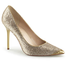 Load image into Gallery viewer, CLASSIQUE-20 Pleaser 4&quot; Heel Gold Glittery Fetish Footwear