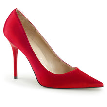 Load image into Gallery viewer, CLASSIQUE-20 Pleaser 4 Inch Heel Red Satin Fetish Footwear