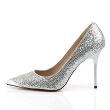 Load image into Gallery viewer, CLASSIQUE-20 Pleaser 4&quot; Heel Silver Glitter Fetish Footwear