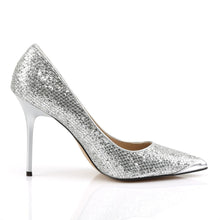 Load image into Gallery viewer, CLASSIQUE-20 Pleaser 4&quot; Heel Silver Glitter Fetish Footwear