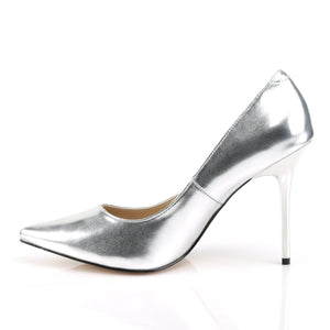 CLASSIQUE-20 Pleaser 4 Inch Heel Silver Fetish Footwear