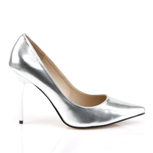 CLASSIQUE-20 Pleaser 4 Inch Heel Silver Fetish Footwear