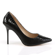 Load image into Gallery viewer, CLASSIQUE-20SP 4&quot; Heel Black Snake-Print Leather Fetish Shoe