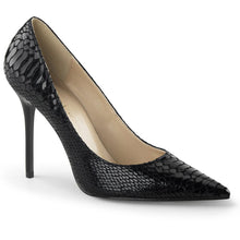 Load image into Gallery viewer, CLASSIQUE-20SP 4&quot; Heel Black Snake-Print Leather Fetish Shoe