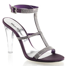 Load image into Gallery viewer, CLEARLY-418 Fabulicious 4.5&quot; Heel Eggplant Satin Sexy Shoes