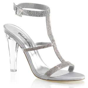 CLEARLY-418 Fabulicious 4.5 Inch Heel Silver Satin Sexy Shoe