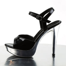 Load image into Gallery viewer, COCKTAIL-509 Fetish Heel Black and Silver Chrome Sexy Shoes