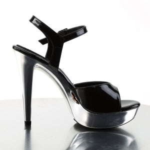 COCKTAIL-509 Fetish Heel Black and Silver Chrome Sexy Shoes