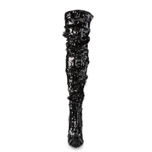 Load image into Gallery viewer, COURTLY-3011 Pleaser 5&quot; Heel Black Sequins Fetish Footwear