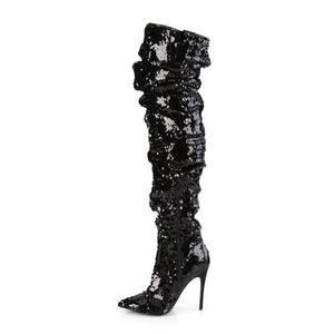 COURTLY-3011 Pleaser 5" Heel Black Sequins Fetish Footwear