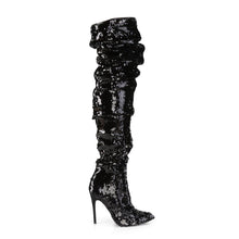 Load image into Gallery viewer, COURTLY-3011 Pleaser 5&quot; Heel Black Sequins Fetish Footwear