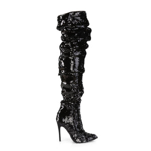 COURTLY-3011 Pleaser 5" Heel Black Sequins Fetish Footwear