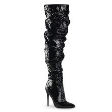 Load image into Gallery viewer, COURTLY-3011 Pleaser 5&quot; Heel Black Sequins Fetish Footwear