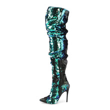 Load image into Gallery viewer, COURTLY-3011 5&quot; Heel Green Iridescent Sequins Fetish Shoes