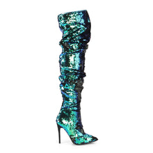 Load image into Gallery viewer, COURTLY-3011 5&quot; Heel Green Iridescent Sequins Fetish Shoes