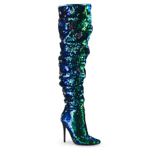 Load image into Gallery viewer, COURTLY-3011 5&quot; Heel Green Iridescent Sequins Fetish Shoes