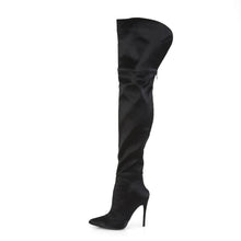 Load image into Gallery viewer, COURTLY-3012 5 Inch Heel Black Stretch Satin Fetish Footwear