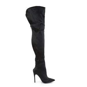 COURTLY-3012 5 Inch Heel Black Stretch Satin Fetish Footwear