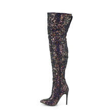 Load image into Gallery viewer, COURTLY-3015 5 Inch Heel Black Multi Glitter Fetish Footwear