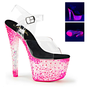 CRYSTALIZE-308PS 7" Heel Clear Neon Ice Hot Pink Sexy Shoes