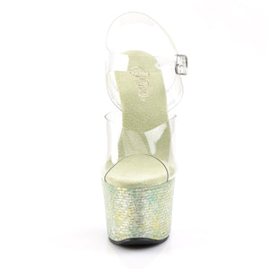 CRYSTALIZE-308TL 7" Heel Clear Lime Crystal Strippers Shoes