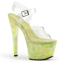 Load image into Gallery viewer, CRYSTALIZE-308TL 7&quot; Heel Clear Lime Crystal Strippers Shoes