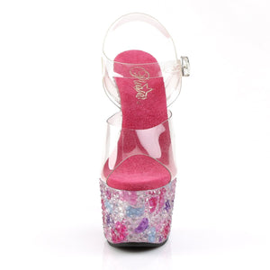 CRYSTALIZE-708 7" Heel Clear & Pink Pole Dancing Platforms