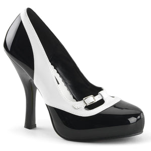 CUTIEPIE-13 Pin Up Glamour 4.5" Heel Black White Platforms