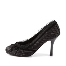 Load image into Gallery viewer, DAINTY-420 Funtasma Heel Black Pinstripes Satin Sexy Shoes