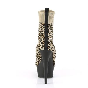 DELIGHT-1002LP 6" Heel Tan Leopard Print Pole Dancer Shoes