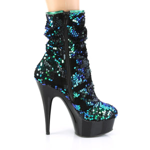 DELIGHT-1004 6" Heel Green Iridescent Sequins Strippers Shoe