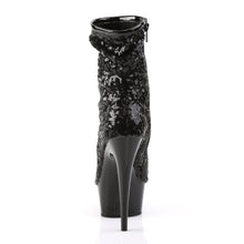 Load image into Gallery viewer, DELIGHT-1008SQ 6&quot; Heel Black Sequin Pewter Stripper Shoes