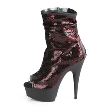 Load image into Gallery viewer, DELIGHT-1008SQ 6&quot; Heel Burgundy Sequins Pole Dancer Boots