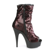 Load image into Gallery viewer, DELIGHT-1008SQ 6&quot; Heel Burgundy Sequins Pole Dancer Boots