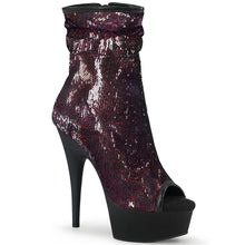 Load image into Gallery viewer, DELIGHT-1008SQ 6&quot; Heel Burgundy Sequins Pole Dancer Boots