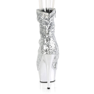 DELIGHT-1008SQ 6" Heel Silver Sequins Pole Dancing Platforms