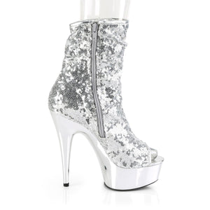 DELIGHT-1008SQ 6" Heel Silver Sequins Pole Dancing Platforms