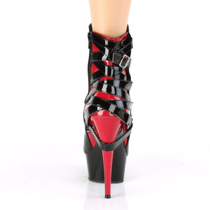 DELIGHT-1012 6" Heel Black and Red Pole Dancing Platforms