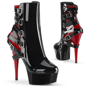 DELIGHT-1012 6" Heel Black and Red Pole Dancing Platforms