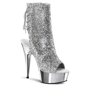 DELIGHT-1018G 6" Heel Silver Glitter Pole Dancing Platforms