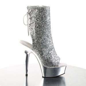 DELIGHT-1018G 6" Heel Silver Glitter Pole Dancing Platforms