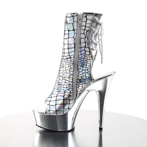 DELIGHT-1018HG 6" Heel Silver Hologram Pole Dancer Platforms