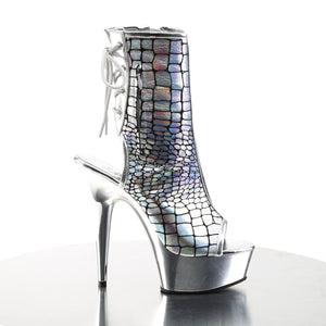 DELIGHT-1018HG 6" Heel Silver Hologram Pole Dancer Platforms