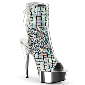 DELIGHT-1018HG 6" Heel Silver Hologram Pole Dancer Platforms